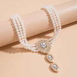 IMITATION PEARL RHINESTONE FASHION COLLAR JEWELRY_CWAJE1161