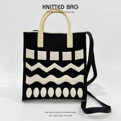 CONTRAST COLOR CORRUGATED SHOULDER BAG HANDBAG_CWAB1536