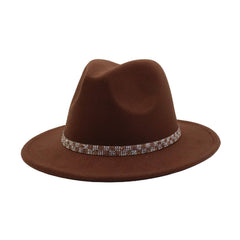 Unisex Vintage Wool Fedorahat British Ethnic Style_Cwah04392