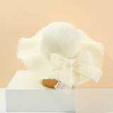 SUMMER FASHION BOW RIBBON WIDE BRIM STRAW HAT_CWAH3473