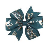 CHILDRENS CHRISTMAS SNOWMAN PRINT BOW HAIR CLIP_CWAHA2357