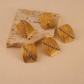 18K STAINLESS STEEL ZIRCON EARRINGS RING SET_CWMM8913