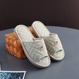 PLAID COTTON FLOOR SLIPPERS WITH THICK SOLE_CWSHF0190