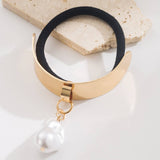 GOLD WATERDROP HEART PENDANT ELASTIC HAIR TIE_CWAHA6186