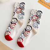 COTTON SMILEY FACE CREW SOCKS_CWMS0280