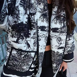 QUILTED JACKET WITH FLORAL PRINT LAPEL_CWOJA1565