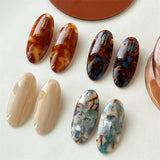 Marble Pattern Oval Resin Hair Barrettes For Women_Cwaha0753