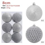 8CM 12PCS GLITTER XMAS BALL ORNAMENT SET_CWMM9871