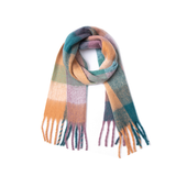 PLAID PATTERN FRINGE TRIM WINTER SCARF_CWASC2691