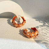 SUMMER EMBROIDERED FLOWER STUD EARRINGS HANDMADE_CWMM6184