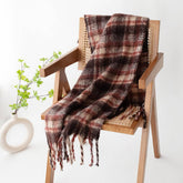 FUZZY PLAID SCARF SOFT TASSEL WRAP FOR WOMEN_CWASC1008