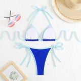 SOLID COLOR BIKINI SET SEXY TIE SIDE SWIMSUIT_CWMW0915