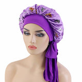 BUTTERFLY PRINT STRETCH NIGHTCAP WITH LONG RIBBON_CWAH1476