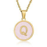 ROUND 18K GOLD STAINLESS STEEL 26LETTERS NECKLACE_CWAJE0683