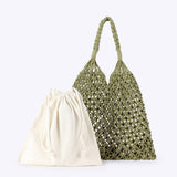 Trendy Woven Beach Bag With Mesh Spacious Interior_Cwab4671