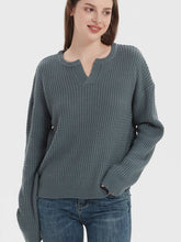 V-Neck Sweater Solid Color Loose Pullover Sweater