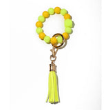GLOW BEAD BRACELET KEYCHAIN NEON SILICONE WRISTBAND_CWAB5097