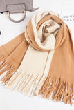 Colorblock Knit Scarf Long Fringe Winter Wrap