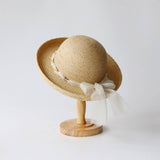 Womens Elegant Bow Ribbon Straw Hat_Cwah3478