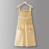 Cotton Striped Grid Kitchen Apron With Pocket_Cwmm10095