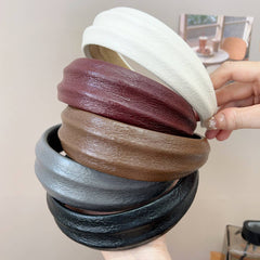 Trendy Leather Texture Hair Hoop For Women_Cwaha07350