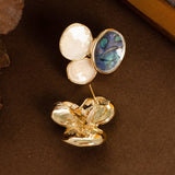 DESIGN OIL DRIPPED ABALONE SILVER NEEDLE EARRINGS_CWMM4335