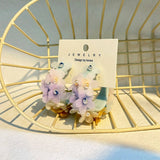 HANDMADE PEARL FLOWER C SHAPED EARRINGS_CWMM6275