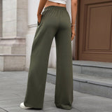 Solid Color Tight-Waist Straight Casual Pants