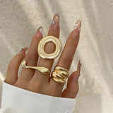 FASHIONABLE METAL IRREGULAR WATER DROP OPEN RING_CWMM3232