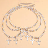 ALLOY HOLLOW CROSS PENDANT WAIST CHAIN BODY CHAIN_CWMM0652