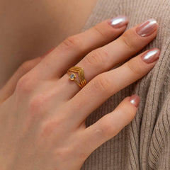 Vintage Diamond Multi-Layered V-Shaped Ring