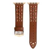 IWATCH9 1IWATCH8 GOLD RIVET GENUINE LEATHER STRAP_CWWW0078