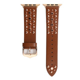 IWATCH9 1IWATCH8 GOLD RIVET GENUINE LEATHER STRAP_CWWW0078