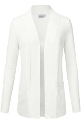 Awocal313_Open Front Long Sleeve Pockets Sweater Cardigan