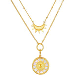 SUN AND MOON DOUBLE LAYERED EVIL EYE NECKLACE_CWMM5694