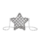 FIVE POINTED STAR HOLLOW CHAIN SQUARE CLUTCH BAG_CWAB3260