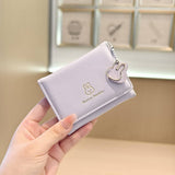 Cute Bunny Print Candy Color Trifold Wallet_Cwab06222