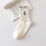 Warm Coffee Embroidered Bear Women'S Socks_Cwms1399