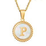18K GOLD STAINLESS STEEL SHELL LETTER NECKLACE_CWAJE0686