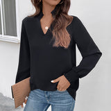 Solid Color V-Neck With Blouse For Women
