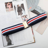 Cwabe0550_Perforation Free Metal Square Buckle Elastic Belt