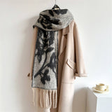 ROSE TASSEL SCARF COLORBLOCK LONG WINTER WRAP_CWASC0986