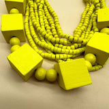 Wooden Beads Wood Geometric Necklace_Cwmm4956