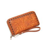 LEATHER CARVED EMBOSSED BOHEMIAN CLUTCH WALLET_CWAB2592