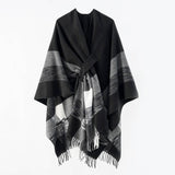 NEW KNITTED TASSEL DOUBLE SIDED PLAID SHAWL_CWMM2085