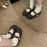 Vintage Red Suede Flats For Women With Soft Sole