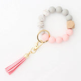 TASSEL BEAD KEYCHAIN BRACELET WITH SILICONE BEADS_CWMM7020
