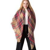 SOFT CHUNKY CHECKED GIANT SCARVES SHAWL CAPE_CWASC0107