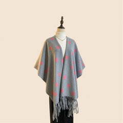 Polka Dot Tassel Shawl Women Vintage Wintercape_Cwocasl00092