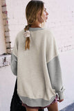 Two-Tone Round-Neck Loose Pullover Hoodie